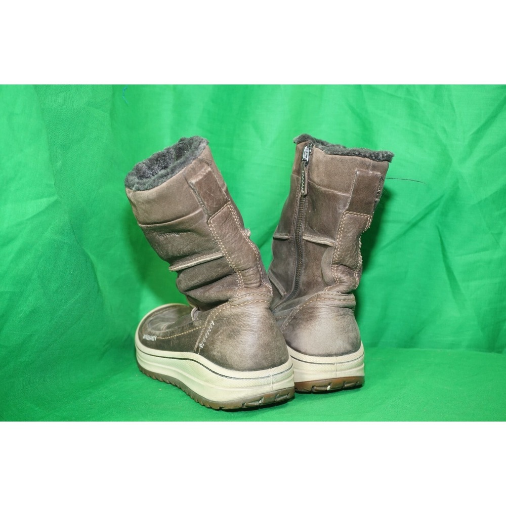 Ecco Womens Snow Boots Brown Leather Mid Calf Winter Size 38 US 7-7.5 - Picture 3 of 10